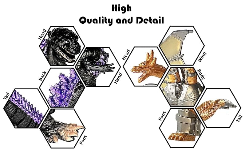 TwCare Set of 2 Legendary Shin Monster vs Mecha King Ghidorah Toy Action Figures, Movable Joints Movie Series Dinosaur Dragon Soft Vinyl, Carry Bag thumbnail 3