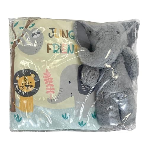 Lambs & Ivy Jungle Friends Developmental Soft Book & Elephant Plush Toy Gift Set thumbnail 3