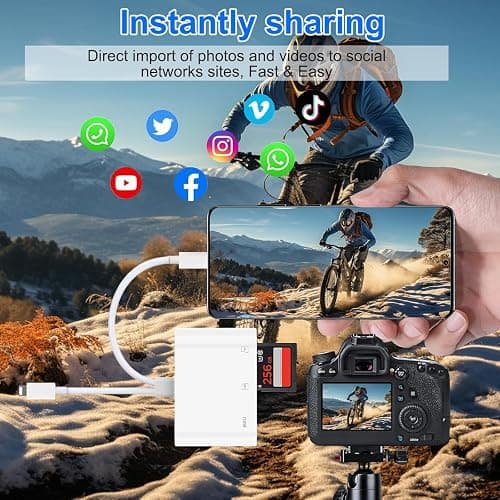 SD Card Reader for iPhone, iPad, USB C Lightning Dual Port SD Card Adapter, Memory Card Reader for Camera Adapter, Support SD, Micro SD, No App Required, Plug and Play thumbnail 6
