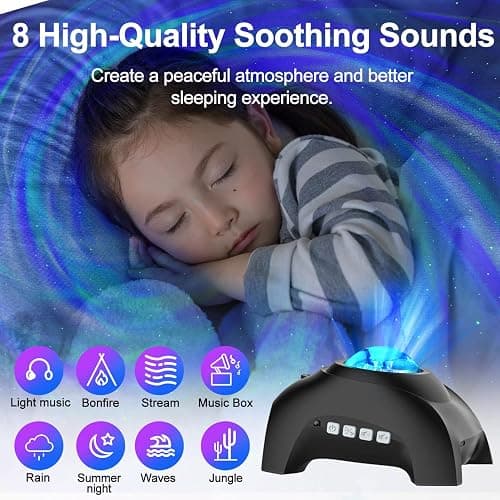 Star Projector, CIMELR Galaxy Projector with Music Bluetooth Speaker and White Noise,Night Light Projector with Remote Control,Northern Lights Aurora Projector for Home Decor,Bedroom,Ceiling (Black) thumbnail 3