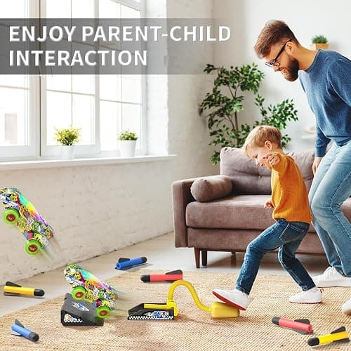 Beby Buty Indoor Outdoor Car Launcher Toys for Kids Boys, Rocket & Cars Launcher Toys Include 6 Foam Rockets & 2 Cars, Ideas 3 4 5 6 Years Boys Toys Birthday Gifts, Outdoor Toys for Kids Ages 3-5 4-8 thumbnail 3