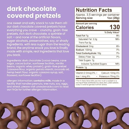 UNREAL Dark Chocolate Covered Pretzels, 3.5 OZ thumbnail 2