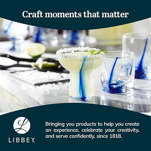 Libbey Tumbler and Rocks Glass Set, Infused Blue Ribbon Drinkware Glasses Set,, Artisan Inspired Four-Dimple Shaped Rock Glasses, Dishwasher Safe Tumbler Glasses Set thumbnail 6