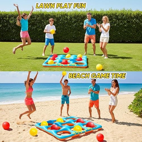 Luottis Inflatable Tic Tac Toe Pool Game Set – Pool Toys with 10 Balls, Fun for Kids, Teens, Adults, Family, Party, Beach, Outdoor & Indoor, 2-10 Players thumbnail 5