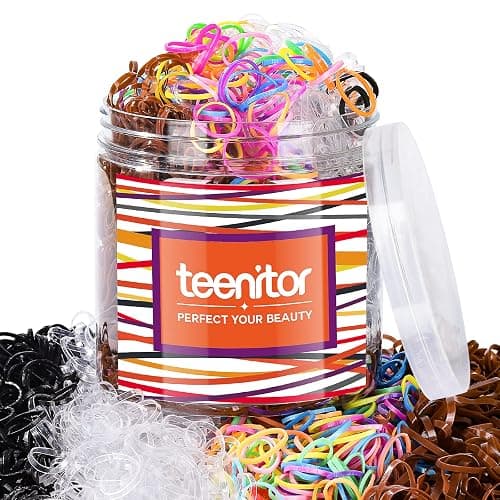 Teenitor Elastic Hair Bands, 2000pcs Hair Rubber Bands, Elastics for Hair, Small Hair Ties, Clear,Black,Brown and Color - Image 1