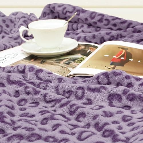 Purple Throw Blanket, Cozy Soft Warm Small Blanket for Couch Room Decor, All Season Purple Gifts for Kids Girls 40x50 Inches thumbnail 5