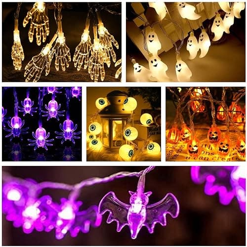 Halloween String Lights 10Ft 20 LEDs Battery Operated Outdoor Decorations Bat Lights for Halloween Party Decor thumbnail 6