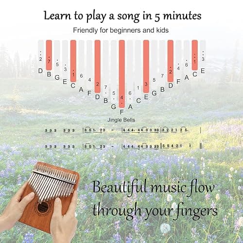 Kalimba Thumb Piano,YUNDIE Potable 17 Keys Mbira Finger Piano with Tune Hammer and Study Instruction,Musical Instruments Gift for Adult Beginners Professional (Brown, 21keys) thumbnail 3