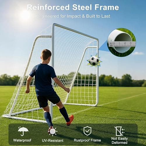 MOPHOTO Soccer Goal, 6X4/8x6/10x6.5/12x6/16x7/18.5x6.5/21x7/24x8ft Soccer Goals for Backyard, Full Size Soccer Goal for Teens & Adults Training thumbnail 2