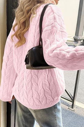 Cicy Bell Womens Oversized Cable Knit Sweaters Long Sleeve Chunky Pullover | Fall Clothes, Casual Trendy, Crewneck, Loose Fit, Pullover Tops, Winter Warm thumbnail 4