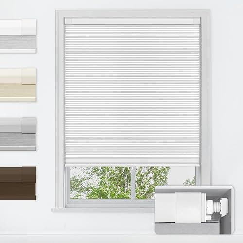 LazBlinds No Tools No Drill Cordless Cellular Shades, Blackout Light Blocking Honeycomb Shades for Home, Thermal Insulation Blinds for Windows, 19" W x 36" H, White - Image 1