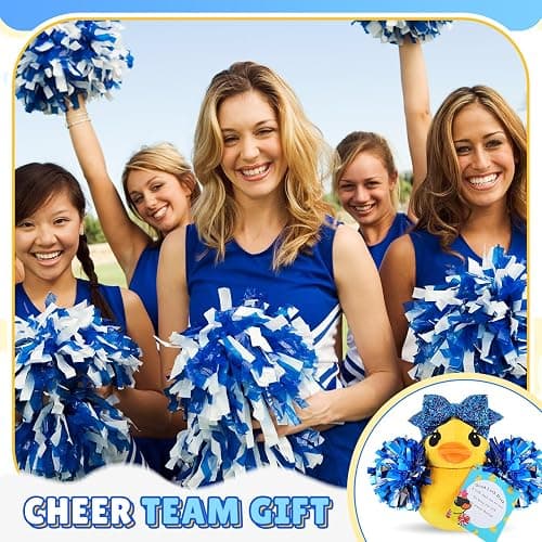 Lenwen Cheer Duck Gift with Pom Poms Bow 8 Inch Duck Plush Senior Cheerleader Gifts Team Support Gift for Senior Night Gifts Cheer Competition Day Must Have thumbnail 5