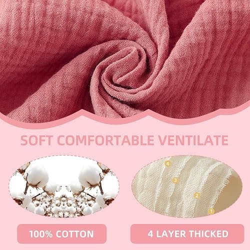 duludulu Baby Muslin Bibs, Bandana Drool Bib for Girls, Adjustable 100% Cotton Soft Baby Bibs for Drooling and Teething Organic Solid Colors Lap-Shoulder thumbnail 3