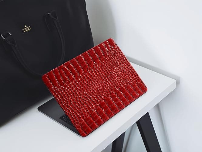 KEROM Crocodile Case for MacBook Pro 14 Inch 2024-2021 M4 M3 M2 M1 Pro/Max Chip A3112 A3185 A3401 A2918 A2992 A2779 A2442, Aligator Skin Snakeskin PU Leather Hard Shell & Keyboard Cover, Burgundy thumbnail 5