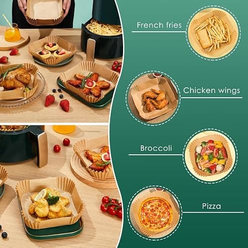 Vailnd 100Pcs Small 4.7 Inch Square Air Fryer Liners Disposable for 1-2 Qt | Non-stick, Oil-proof Parchment Paper fir for CHEFMAN, Food-grade Baking Paper Sheets for Mini Airfryer Basket thumbnail 5