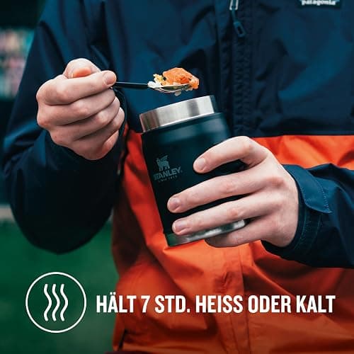 Stanley Classic Legendary Thermobehälter Für Essen Mit Göffel 400 ml - Hält 7 Stunden Heiß Oder Kalt - Edelstahl Warmhaltebehälter - BPA-Frei - Spülmaschinenfest - Matte Black thumbnail 2