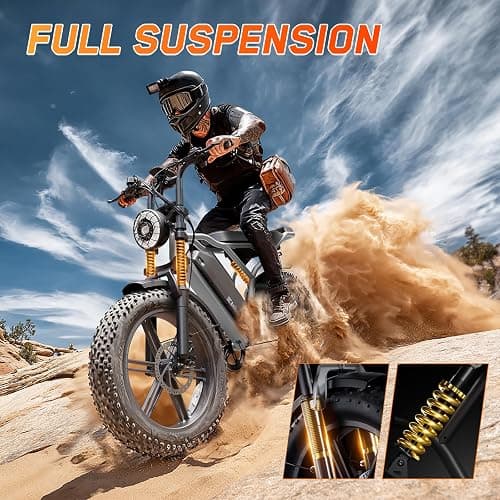 TST Electric Bike for Adults, 48V 15Ah Battery, 1500W Peak Motor, Fat Tire | Dual Suspension ,7-speed Gears, 3 Working Modes, Powerful, LCD Display, Suitable for Commuters and Beginner Cyclists thumbnail 4