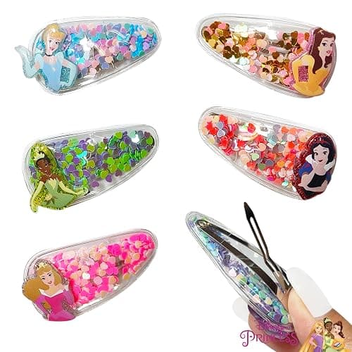 LUV HER Licensed Hair Accessories For Girls, 6pc Cute Hair Clips with Favorite Disney Princess Character Charms, Magical Confetti Hair Clips, Ages 3+ thumbnail 6
