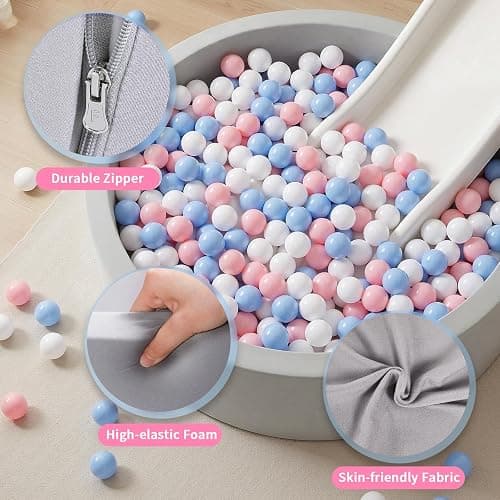 Wilwolfer Foam Ball Pit for Toddlers, Large Baby Ball Pit for Babies with Soft Memory Sponge, Indoor Outdoor Baby Playpen, Kids Play Ball Pool, Gift Toys for Infants Boys and Girls (Gray, NO Balls) thumbnail 7