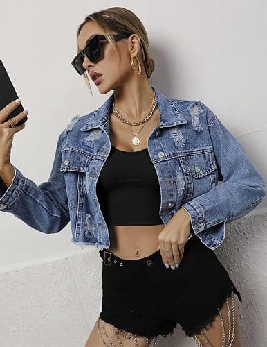 Ekouaer Long Sleeve Crop Tops, Scroop Neck thumbnail 4