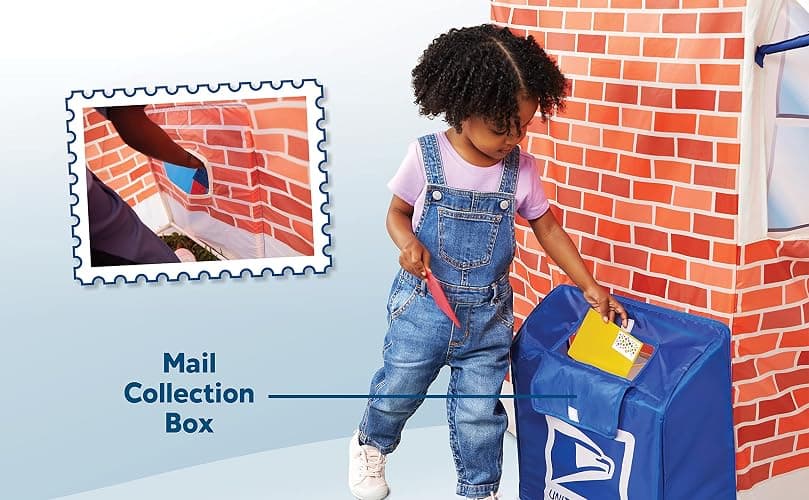 Kid Trax Pop Up Kids Magical Play Tent, Large Front and Rear Openings, Carrying Case Included, Easy Storage, USPS Post Office, White thumbnail 8