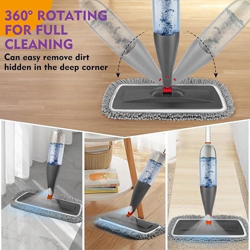 Spray Mop for Floor Cleaning with Washable Pads, Microfiber Wet Mops with 800 ml Refillable Bottle,Reusable Dust Mops with Sprayer for Hardwood Laminate Vinyl Tile Cleaning thumbnail 4