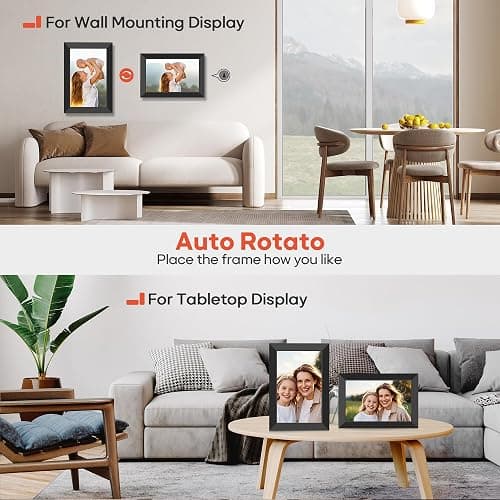 BIGASUO Digital Picture Frame, 10.1" Frameo Digital Frame WiFi with 32GB Memory, 1280x800 IPS Touch Screen, Send Photos/Videos from Your Phone Anywhere, Photo Gifts for Parents and Grandparents thumbnail 8