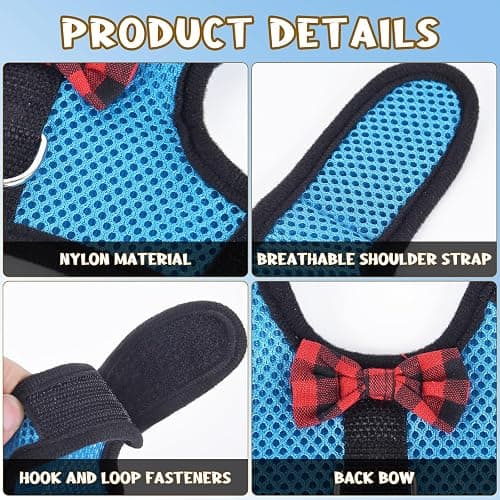 Guinea Pig Harness and Leash, Guinea Pigs Harness, Guinea Pig Leash, Hamster Harness can be Adjusted to Any Size Soft Mesh Harness Leash with Bow for Decoration (2packs) thumbnail 3
