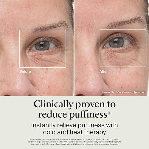 Therabody TheraFace Depuffing Wand – Cold and Heat Skincare Treatment to Depuff and Glow; Beauty Wand, Face Roller and Eye Massager for Eye Puffiness, Dark Circles and Skin Radiance (White) thumbnail 4