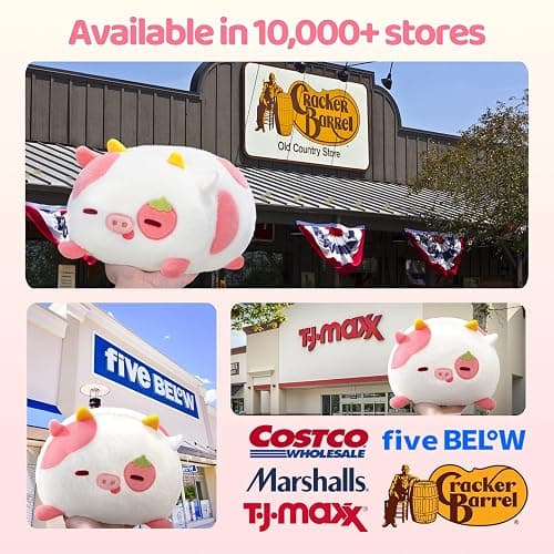 Mewaii Strawberry Cow Plush Pillow, Kawaii Cow Stuffed Animals, Cute Plushies for Girls, Soft Pink Cow Plush, Birthday Gifts for Kids Adults Teens (8 Inch) thumbnail 7