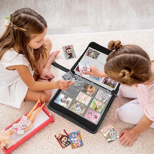 DSCD 9 Pocket Card Binder: 900 Zipper Double Sided Sports & Trading Card Collector Album with 50 Removable Sleeves - Kids Card Holder for TCG NHL Baseball Football Hockey Games (Black） thumbnail 7