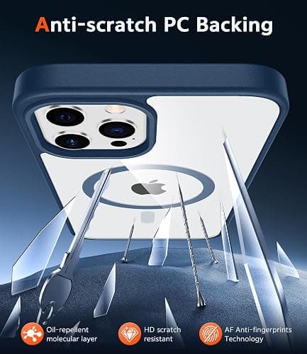 FNTCASE for iPhone 12 Pro-Max Case: Clear Magnetic Phone Cases Compatible with Magsafe Slim Anti Yellowing Military Grade Drop Protection Rugged Protective Transparent Cell Phone Cover (B-Blue) thumbnail 5