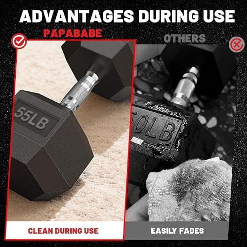 PAPABABE Hex Dumbbell Set with Rack, Rubber Encased Free Weight with Weight Storage Racks, Multiple Weight Options for Home Gym and Fitness thumbnail 5