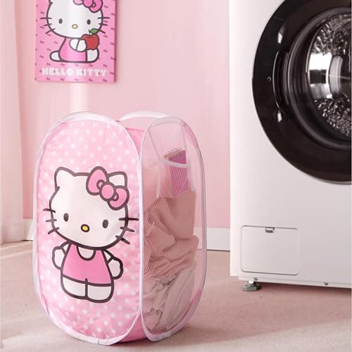 Sanrio Hello Kitty Pop-Up Hamper,Collapsible Laundry Basket with Durable Handles,Lightweight Storage Bin for Kids' Bedroom, Nursery, or Playroom,Pink thumbnail 2