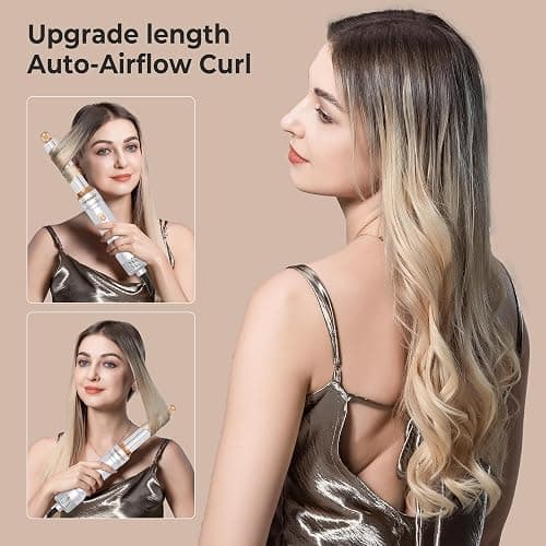 6 in 1 Blow Dryer Brush, Curling Wand Hair Air Styling Tools Set, Ionic with Massage Hot Air, Round Thermal Straightener,Left&Right Curling Wand thumbnail 3
