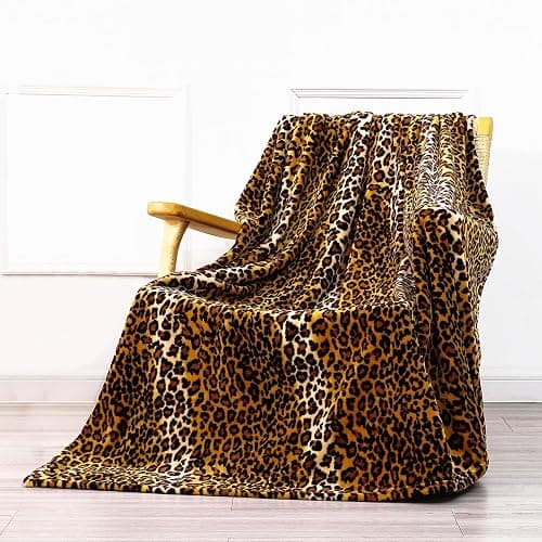 Bnuitland Leopard Print Fleece Flannel Throw Blanket, Super Soft 300 GSM Double Sided for Bed Sofa Travel, Fuzzy Fluffy Cheetah Print Blanket for Adults and Kids, 50x70inch thumbnail 2