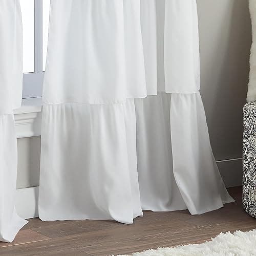 Curtainworks Flounced Curtain Panel, 84-inch, White,1Q82460GWT thumbnail 6