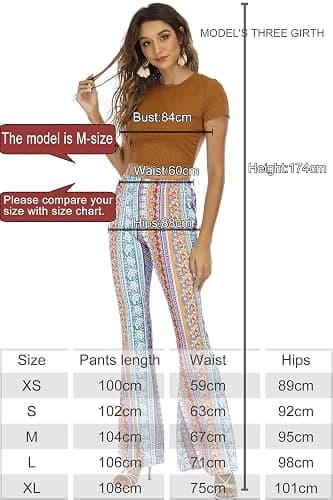 WSPLYSPJY Women's Print Stretch Bell Bottom Flare Palazzo Pants Trousers thumbnail 7
