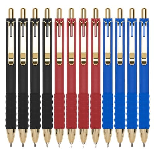 Linbsunne Ballpoint Pens Medium Point 1mm Pen with Super Soft Grip Ball Point Pen for Men Women Retractable Pens (Blue Ink+Black Ink+Red Ink) - Image 1