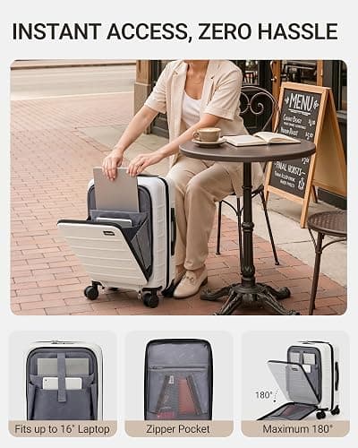 TAKUMI Suitcases with Wheels, Expandable Carry on Luggage, 3 Piece Set | Luggage Sets, Front Pocket, Hardside, Lightweight, 360° Spinner Wheels, TSA Lock, Family Business Travel, White, 20/24/28 thumbnail 3