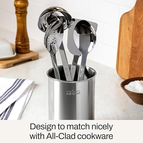 All-Clad Professional Stainless Steel Kitchen Gadgets and Caddy 5 Piece Kitchen Tools, Kitchen Hacks Silver thumbnail 2