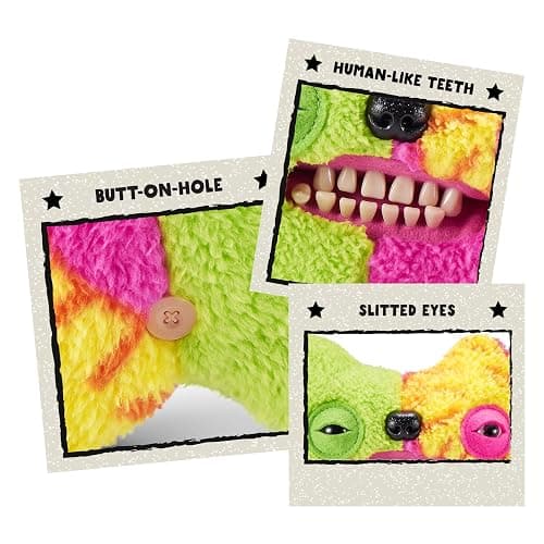 Fuggler Misfit Monsters Series 1 9" by ZURU Funny Ugly Monster Plush Toy (Munch Tooth - Green & MultiBoth Teddy Fleece) thumbnail 4