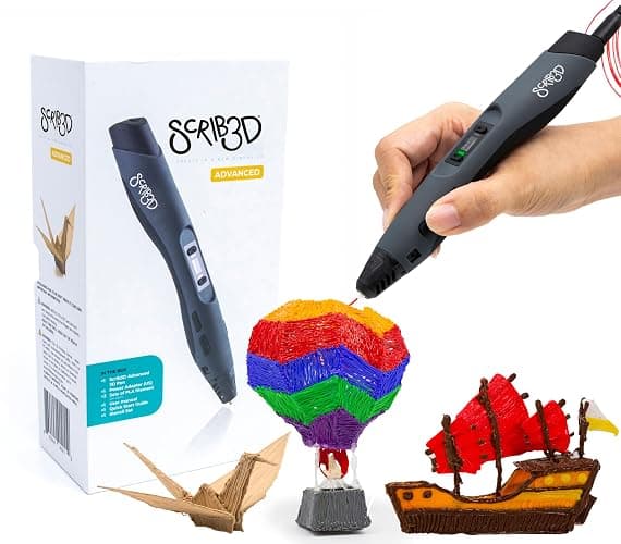 SCRIB3D Advanced 3D Printing Pen with 20 Feet of Filament, Stencil Book, and Project Guide - Image 1