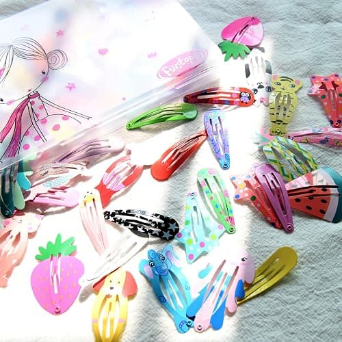 Funtopia Hair Clips for Girls,100 Pcs No Slip Metal Snap, Barrettes for Kids Teens Women, Cute Candy Color Cartoon Design Hair Pins (Animals Fruits Crowns Stars) thumbnail 4