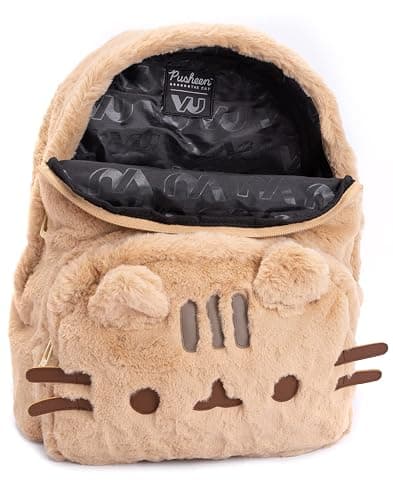 Pusheen the Cat Kids Beige Fluffy Backpack Rucksack 3D Ears Padded Straps 16 Inch School Travel Daypack Laptop Gym Bag thumbnail 4