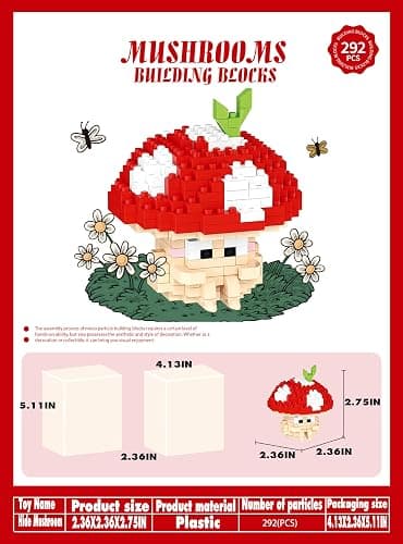 Hide Mushroom Mini Cute Mushroom Animals Building Toy Set Adorable Plant Blocks for Creative Play Bonsai Botanical Collection thumbnail 4