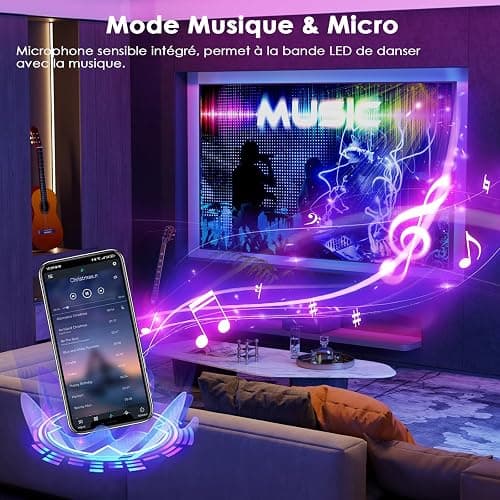 HOVVIDA Ruban LED 20M, 30 LED/Mètre, 2x10M, 24V RVB Bande LED, 600 LED, APP et Télécommande, Synchronisation de la Musique, Mode Minuterie, pour Chambre, Salle de Jeux, Fête, Festival thumbnail 4