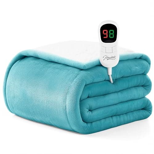 Homemate Heated Blanket Electric Throw - 50"x60" Heating Blanket Throw 1/2/4/6/8 Hours Auto-Off 10 Heat Level Over-Heat Protection Flannel Sherpa ETL Certification - Image 1