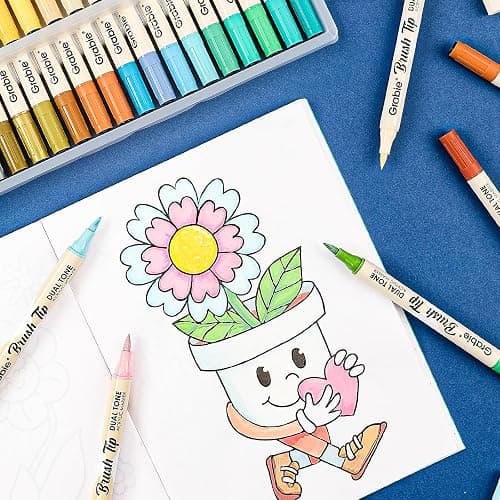 Grabie 72 Colors Acrylic Paint Markers, Soft Brush Tip Acrylic Markers Set, Water Based Acrylic Markers for Wood, Fabric, Canvas, Glass, Stone, Rock Painting and DIY Crafts Art Supplies, Set of 36 thumbnail 8