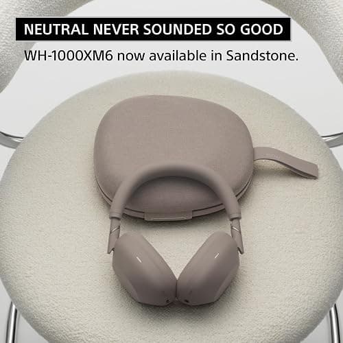 Sony WH-1000XM6 The Best Noise Cancelling Wireless Headphones, HD NC Processor QN3, 12 Microphones, Studio-Quality, New Sandstone Color thumbnail 2